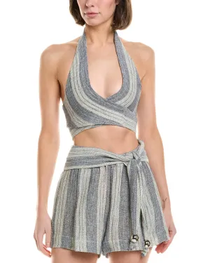 Lis Marie Fernandez Farrah Halter Leinen-Mix Binder-Top