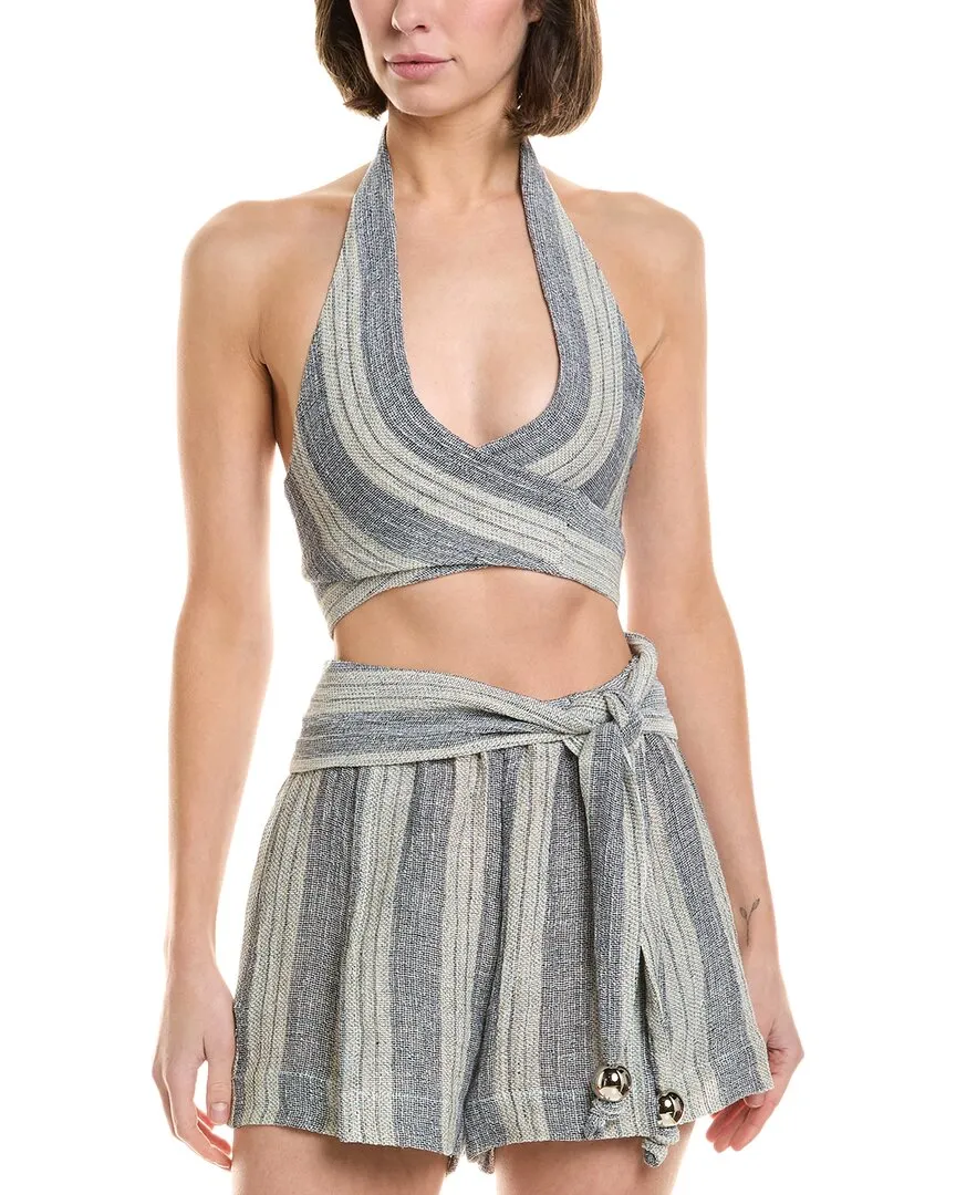 Lis Marie Fernandez Farrah Halter Leinen-Mix Binder-Top
