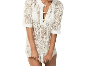 Lucca Tunic Häkel-Überwurf in Creme
