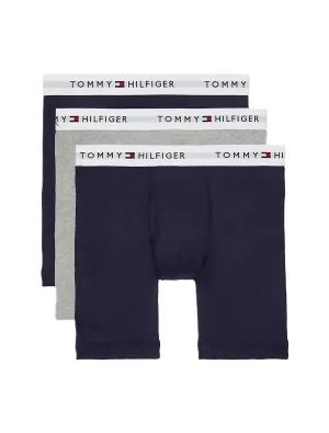 Herren 3er-Pack Baumwoll-Boxershorts in Marineblau/Grau
