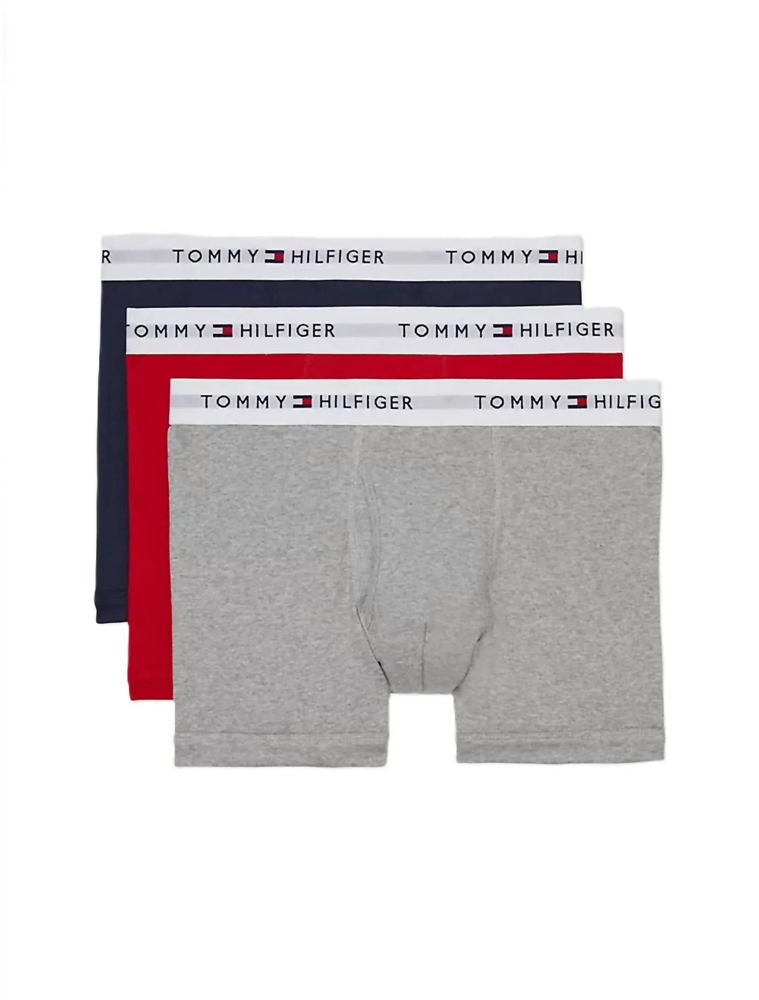 Herren 3er-Pack Baumwoll-Classic-Trunk in Marineblau/Rot/Grau