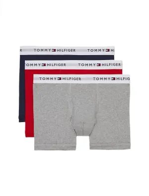 Herren 3er-Pack Baumwoll-Classic-Trunk in Marineblau/Rot/Grau
