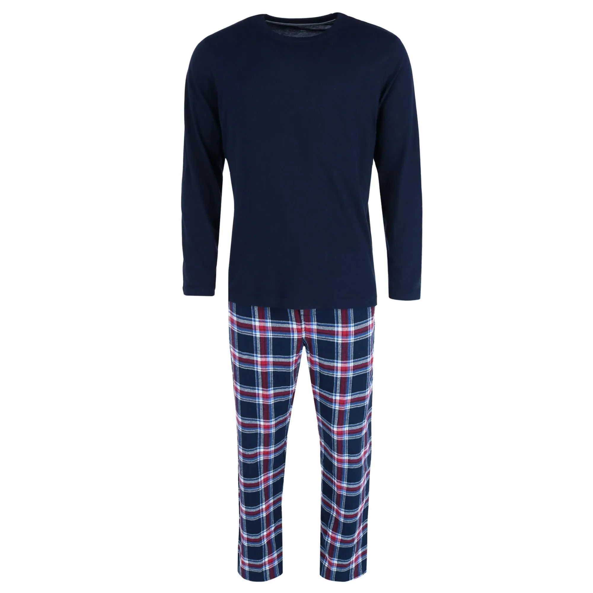 Herren Baumwoll-Langarmhemd & Flanell-Schlafanzughose für Große & Lange