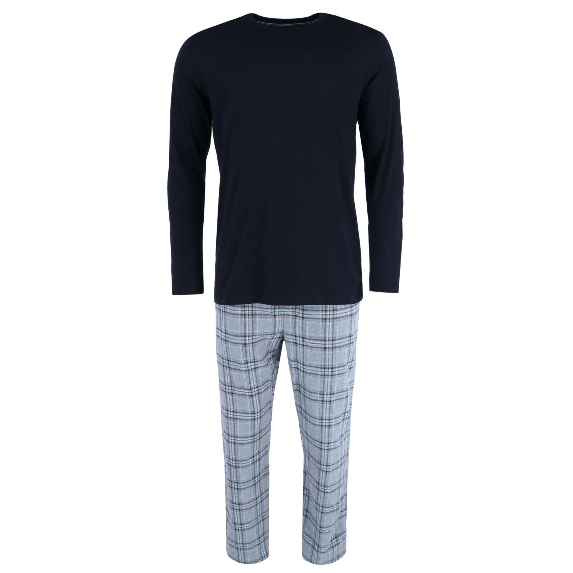 Herren Baumwoll-Langarmhemd & Flanell-Schlafanzughose für Große & Lange