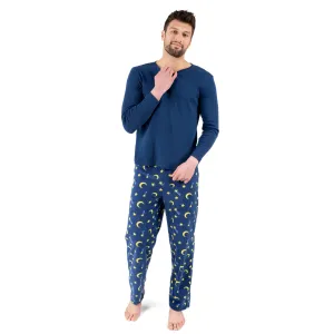 Herren Baumwoll-Oberteil und Fleece-Hose Pyjama Mond