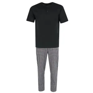 Herren Henley Kurzarm-Shirt und Karo-Pyjama-Hose Set