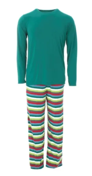 Herren Langarm-Pyjama-Set 2020 Mehrfarbige Streifen