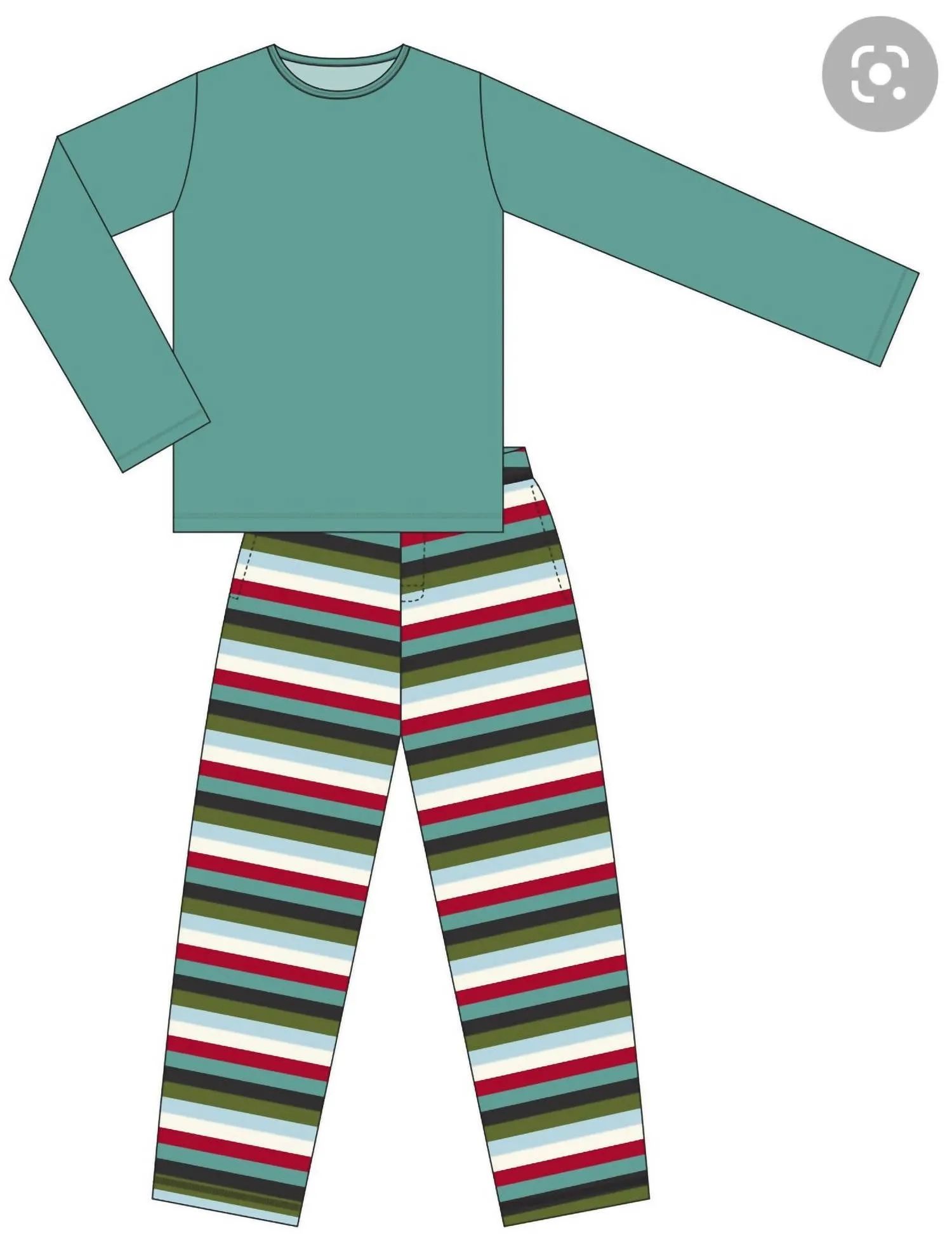 Herren Langarm-Pyjama-Set In Weihnachts-Multistreifen