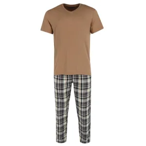 Herren-Pyjama-Set mit kurzen Ärmeln und Flanellhose
