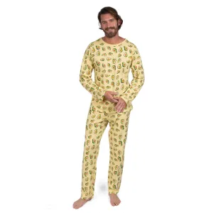 Herren Zwei-Teile Baumwoll Schlafanzug Locker Passform Avocado