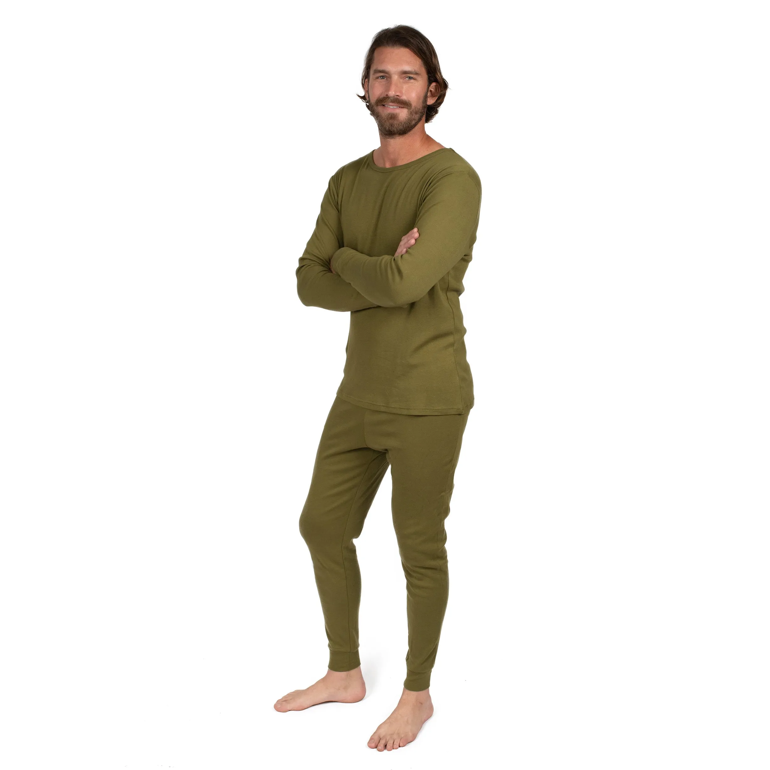 Herren Zwei-Teile Baumwoll Pyjama Boho Uni-Farbe
