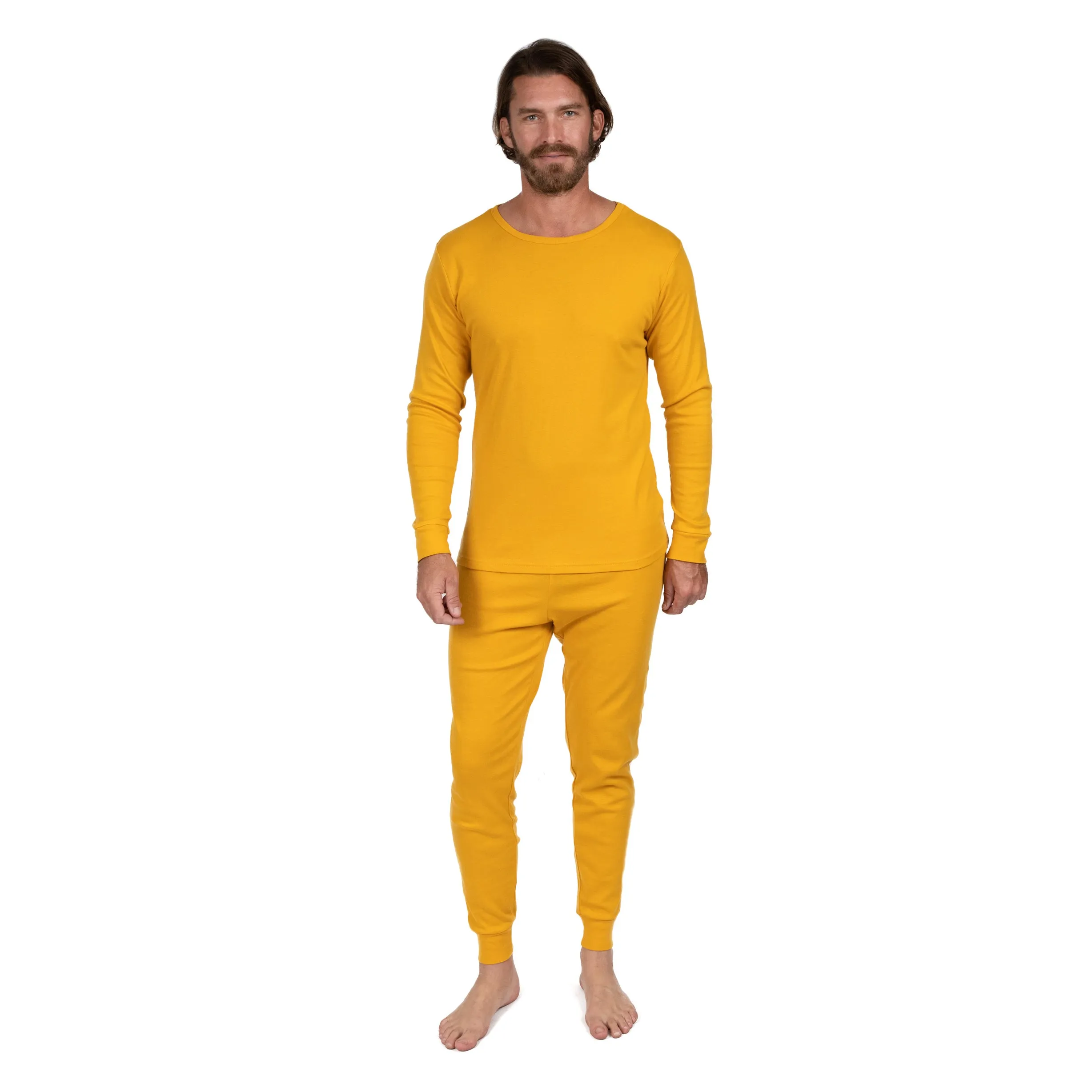 Herren Zwei-Teile Baumwoll Pyjama Boho Uni-Farbe