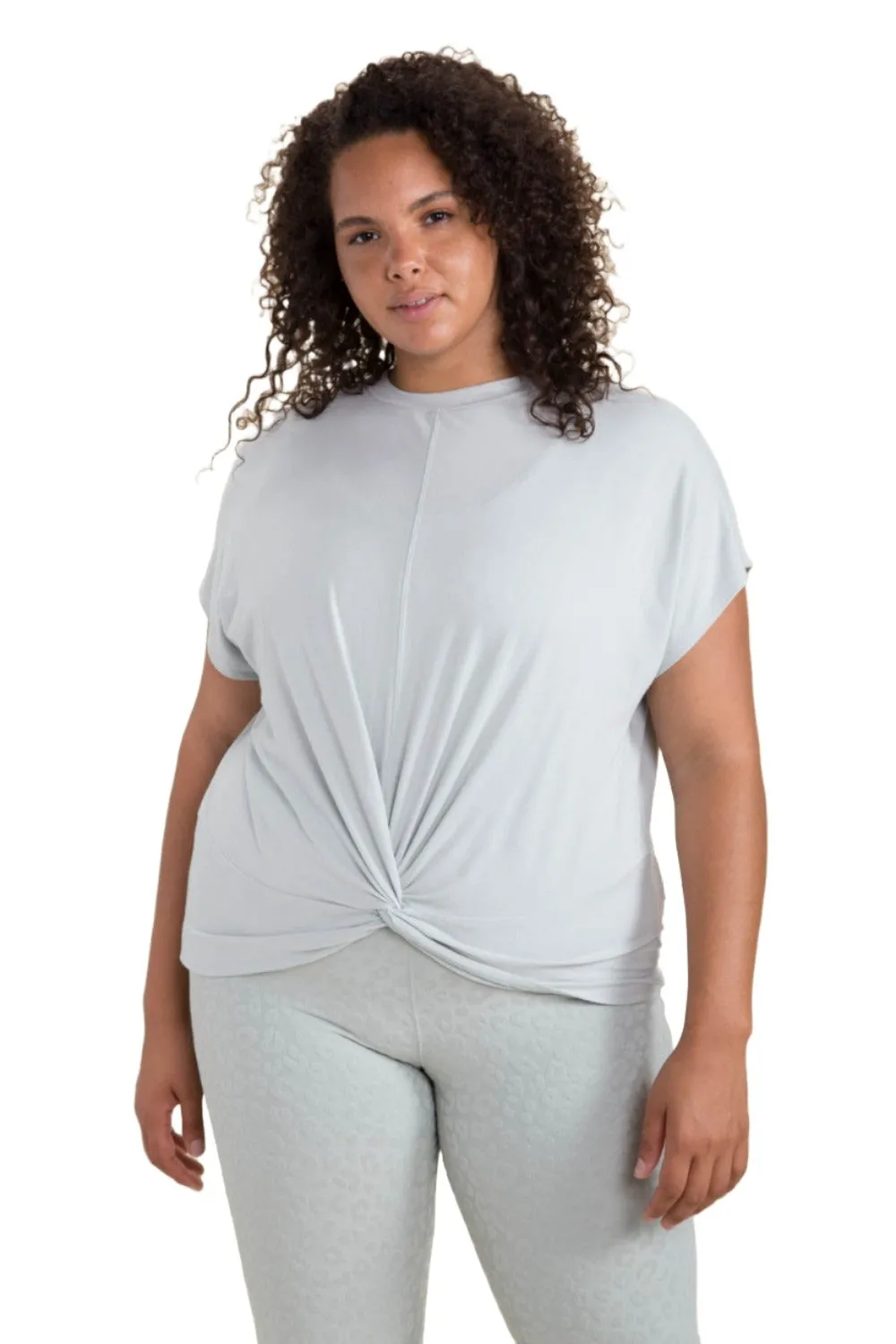 Mono B Crop Gedrehtes Vorderteil Kurzarm-Shirt KT11792 und Plus