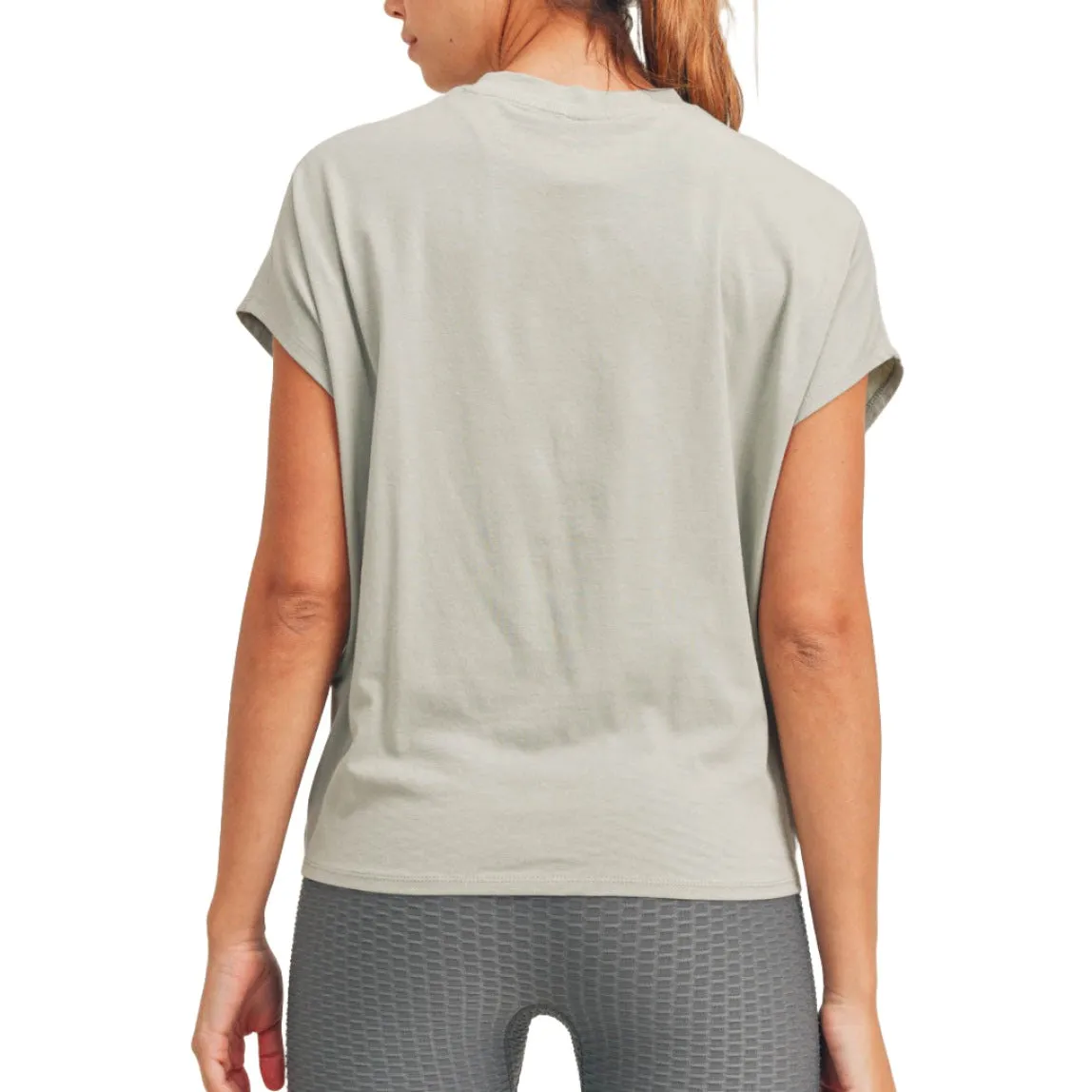 Mono B Crop Gedrehtes Vorderteil Kurzarm-Shirt KT11792 und Plus