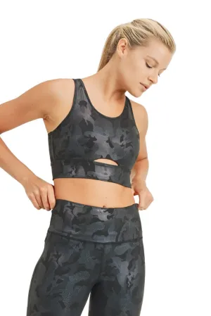 Mono B Metallisch Camouflage Buste Top AT3038 und Plus