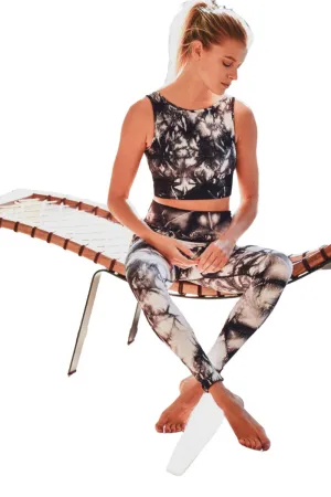 Mono B Rauchglas-Tie-Dye Rippen Nahtlos Highwaist Leggings APH3049