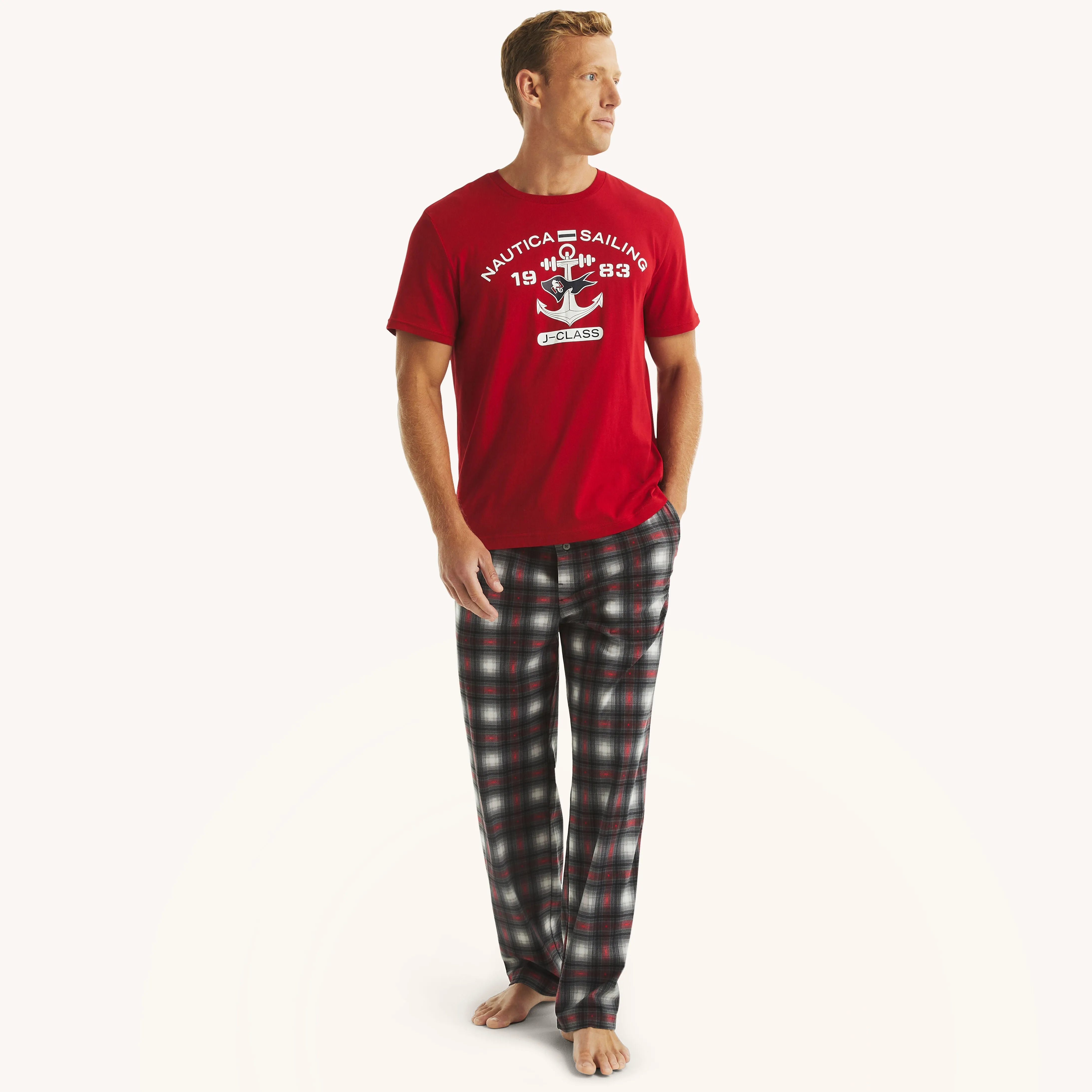 Nautica Herren Flanell Schlafanzughose mit Karomuster