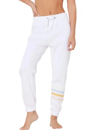Ocean Drive Fleece Sommer Streifen Jogger OD12032 Weiß