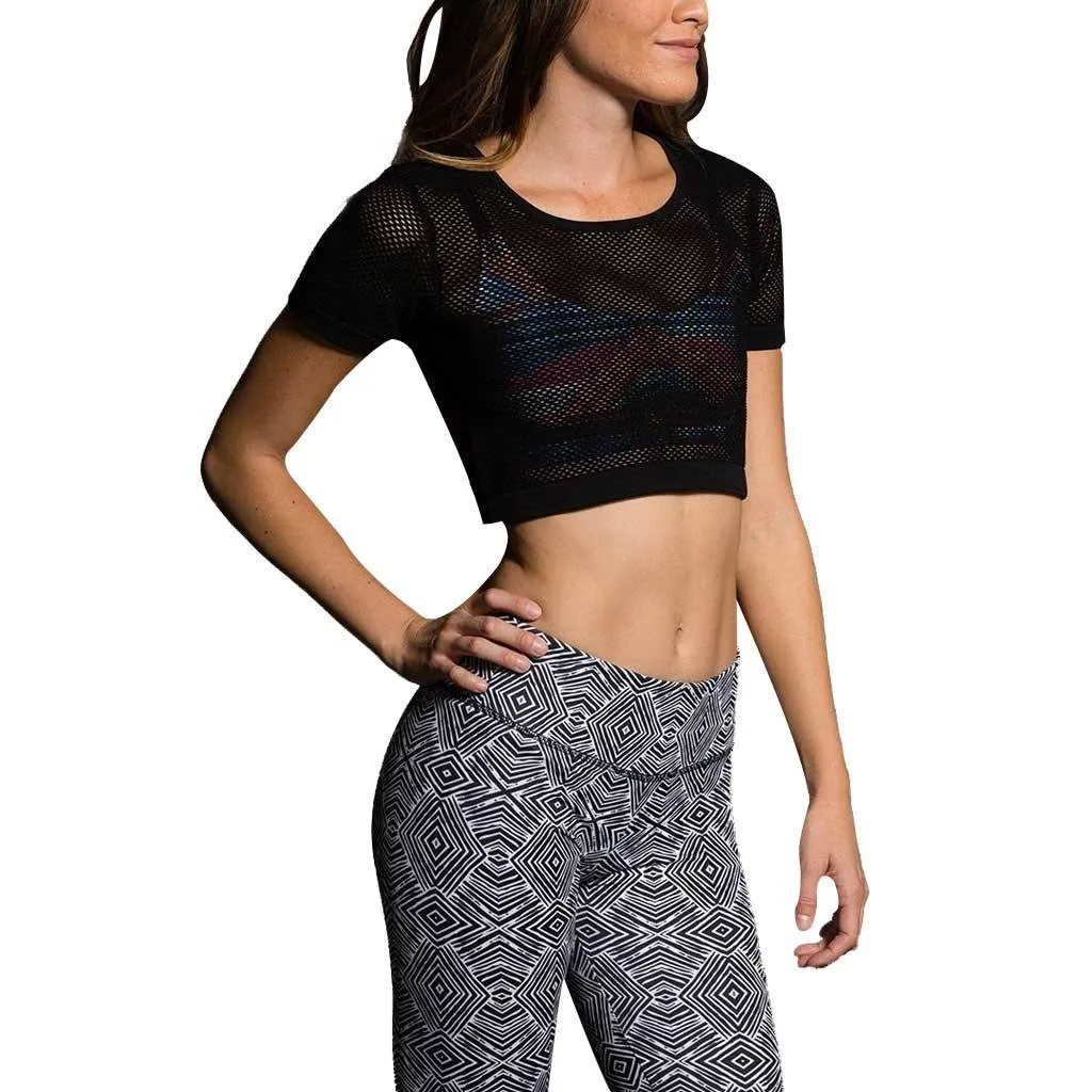 Onzie Hot Yoga Nahtloses Mesh Crop Top 3013 Schwarz