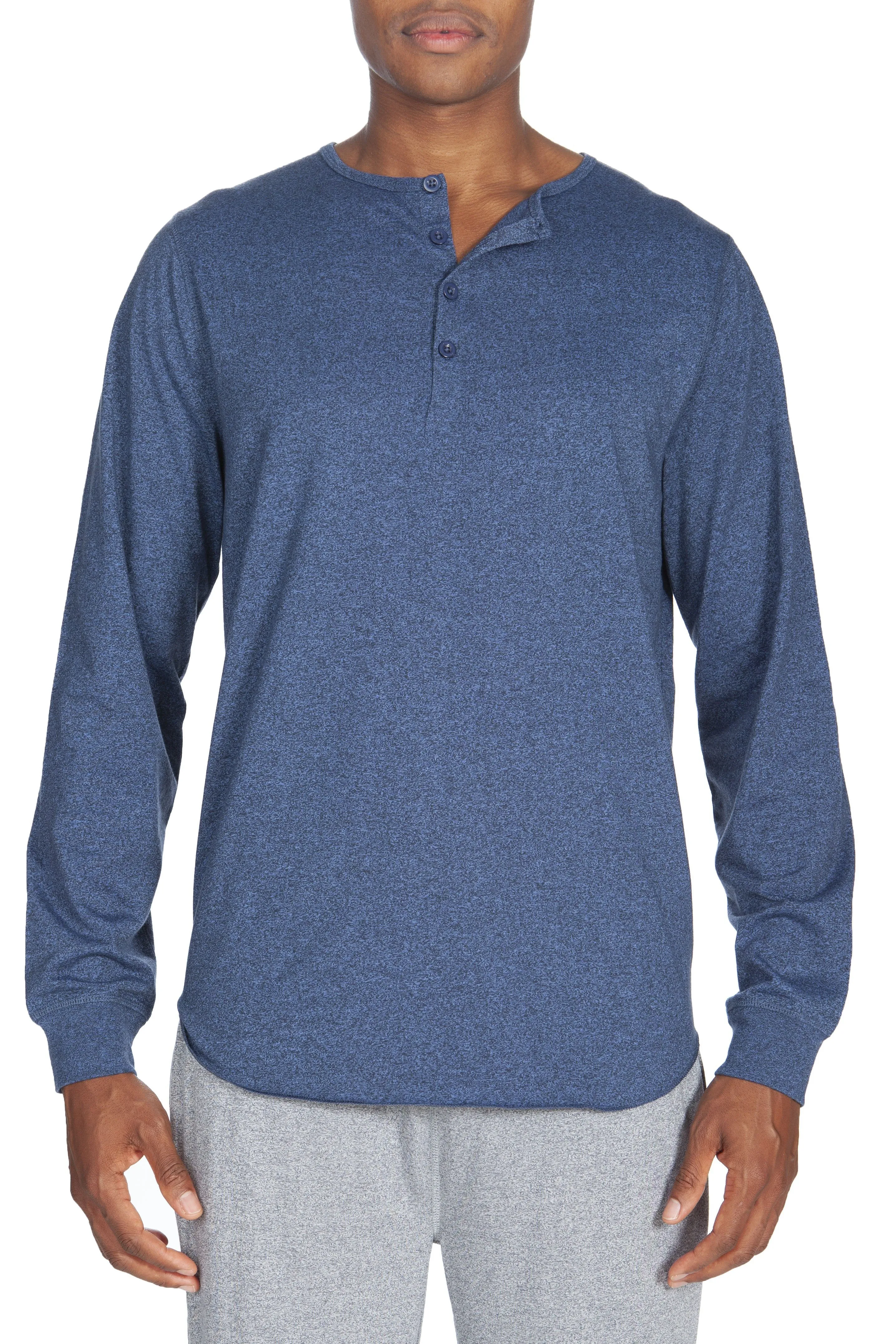 Poly-Viskose Henley mit langen Ärmeln
