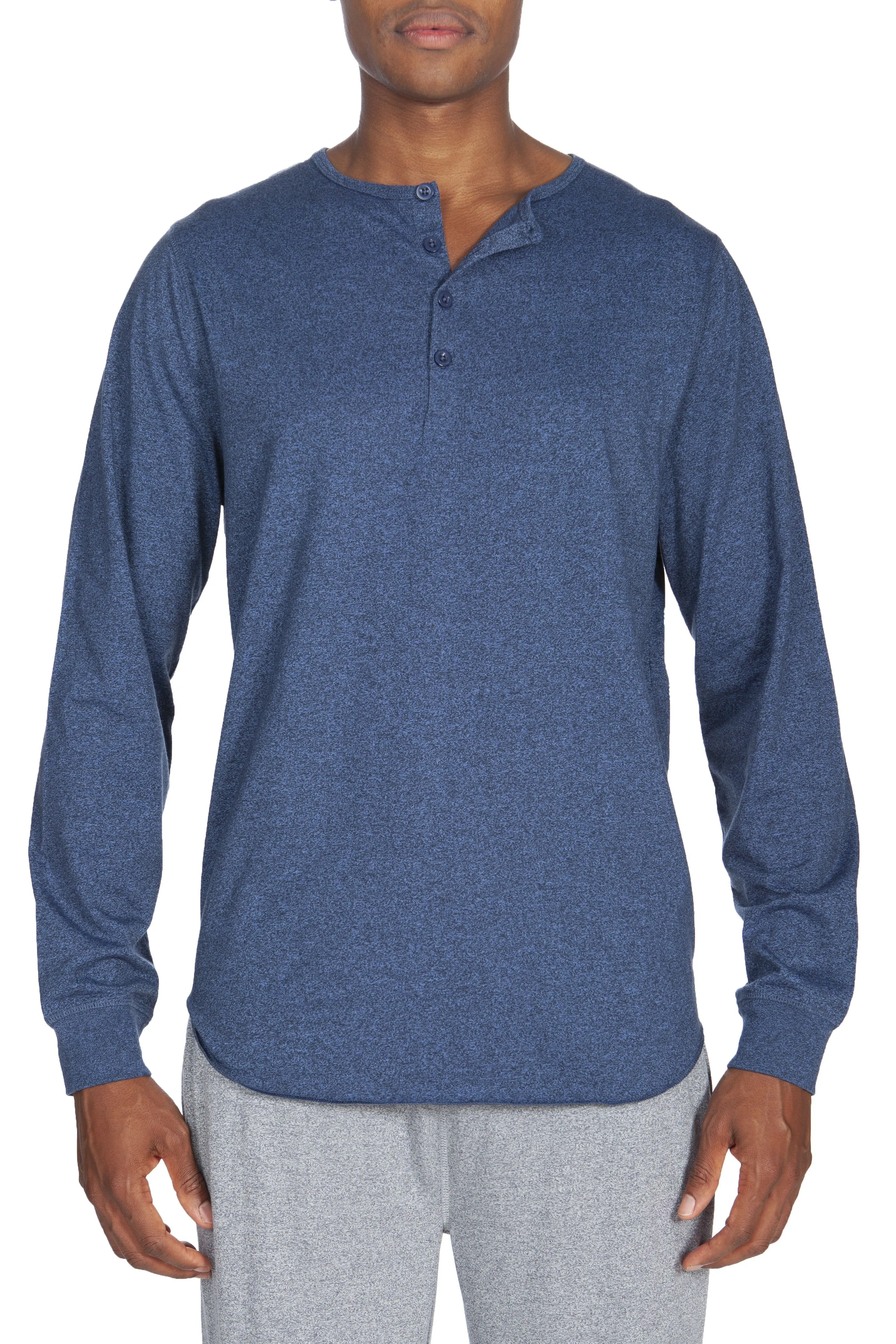 Poly-Viskose Henley mit langen Ärmeln