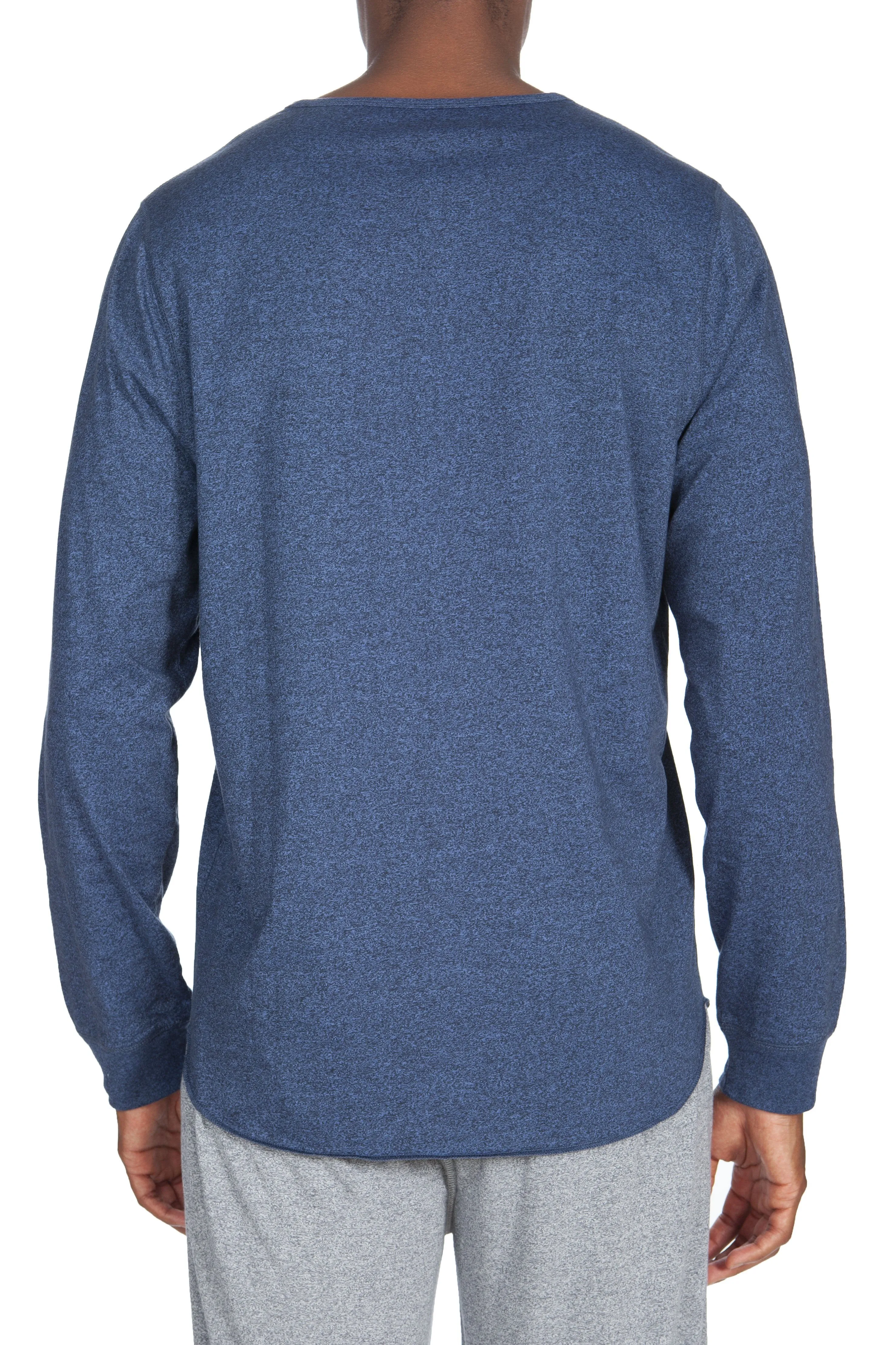 Poly-Viskose Henley mit langen Ärmeln