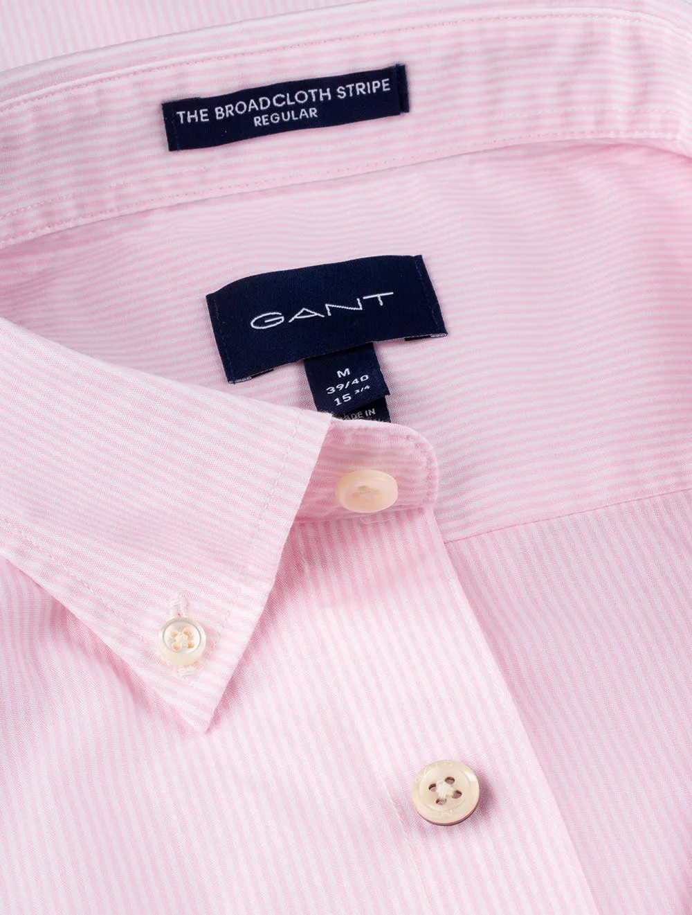 Regular Fit Broadcloth Banker Buttondown Kurzarmhemd California Pink