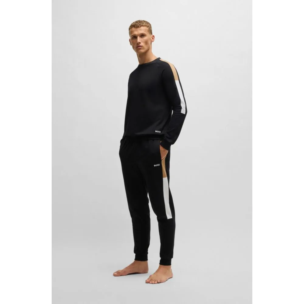 Regular-fit Sweatshirt aus Baumwoll-Frottier mit Kontrasteinsätzen