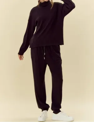 Geripptes Loose-Fit-Lounge-Set in Schwarz