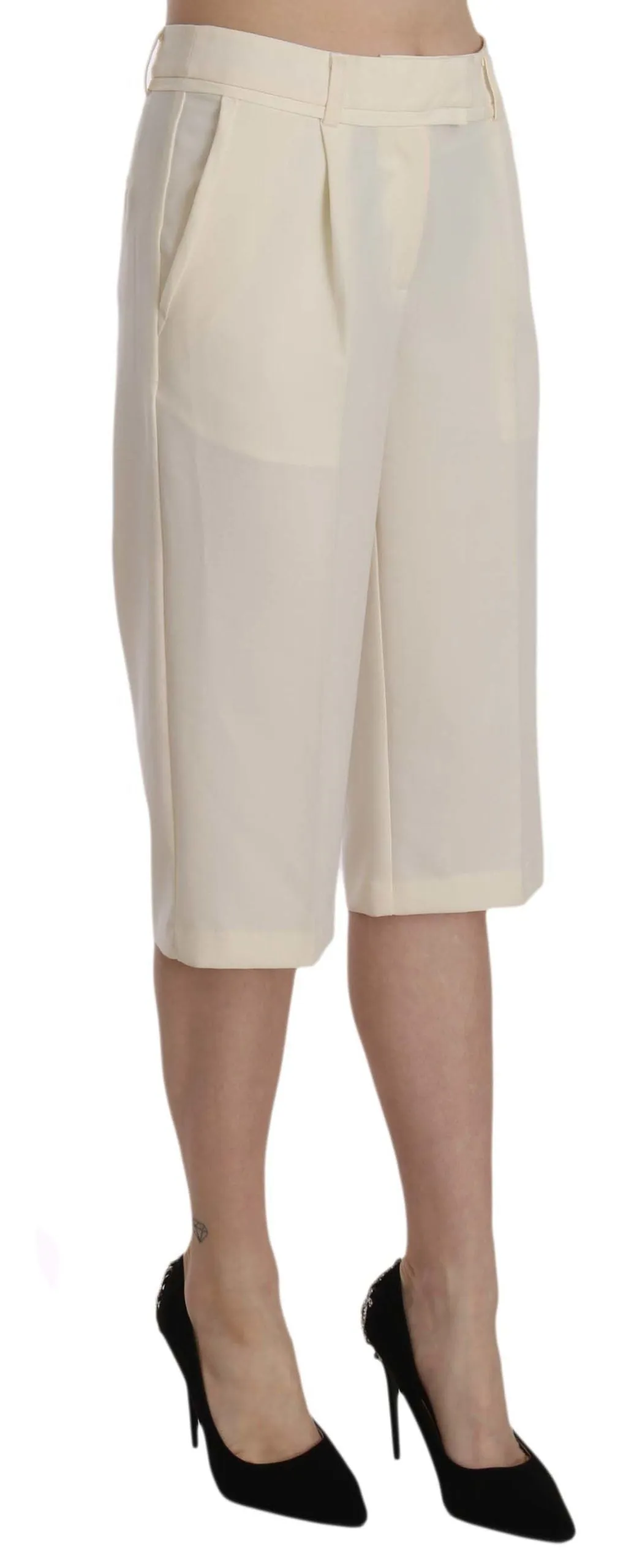 Silvian Heach Baumwoll-Hose mit mittlerer Taillenhöhe, gerade geschnitten, cropped für Damen