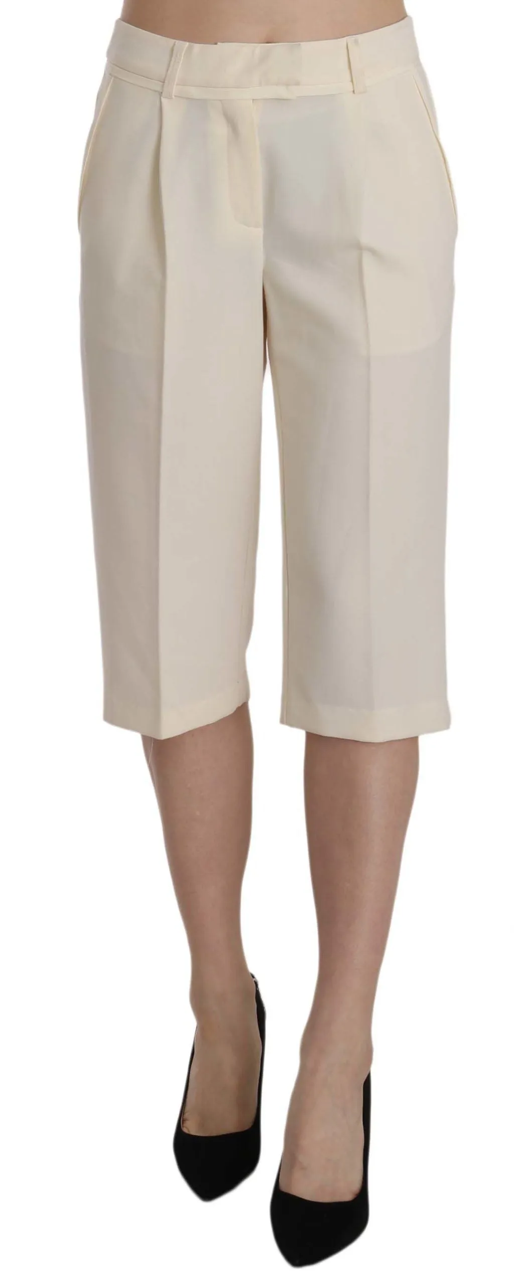 Silvian Heach Baumwoll-Hose mit mittlerer Taillenhöhe, gerade geschnitten, cropped für Damen