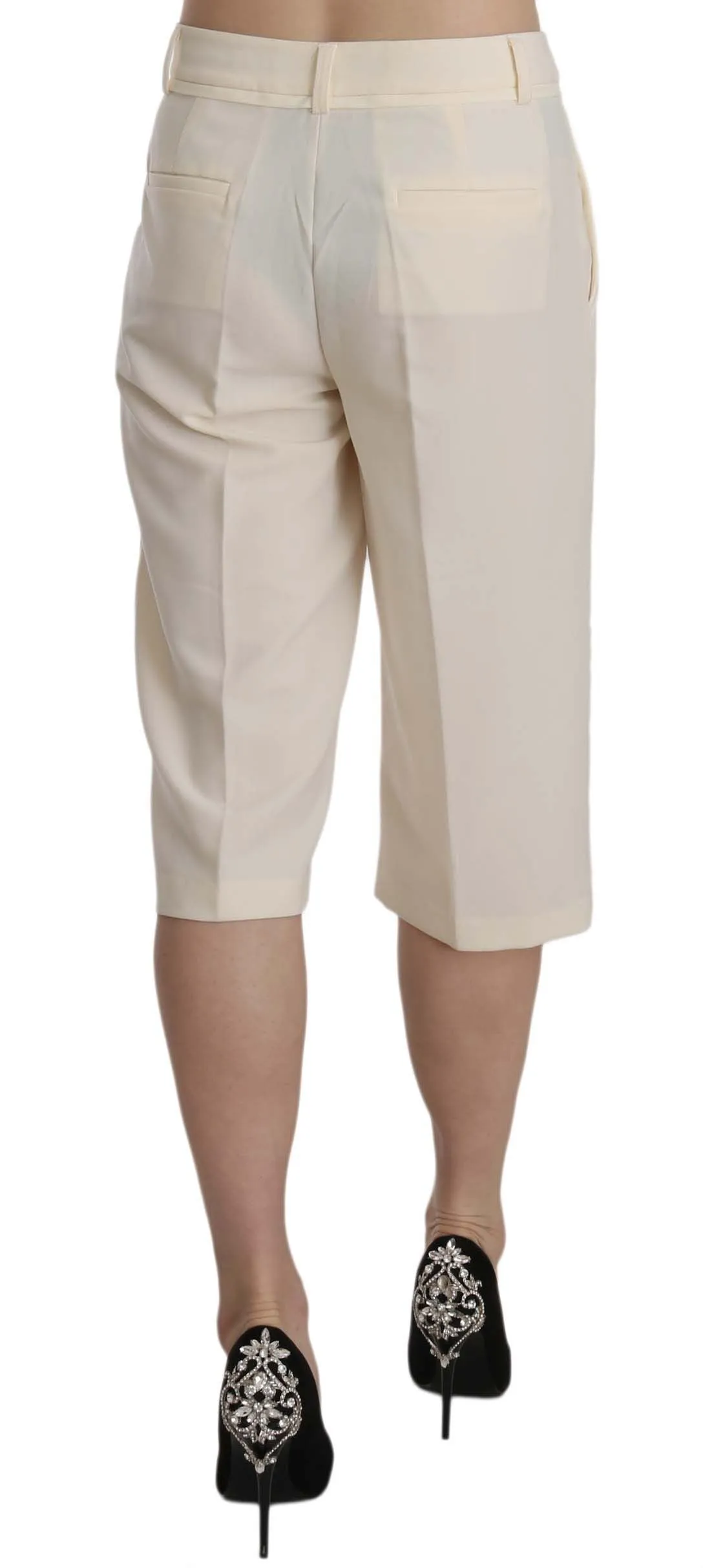 Silvian Heach Baumwoll-Hose mit mittlerer Taillenhöhe, gerade geschnitten, cropped für Damen