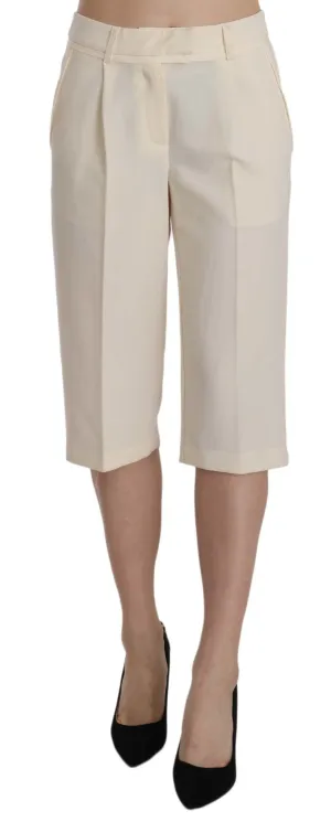 Silvian Heach Baumwoll-Hose mit mittlerer Taillenhöhe, gerade geschnitten, cropped für Damen