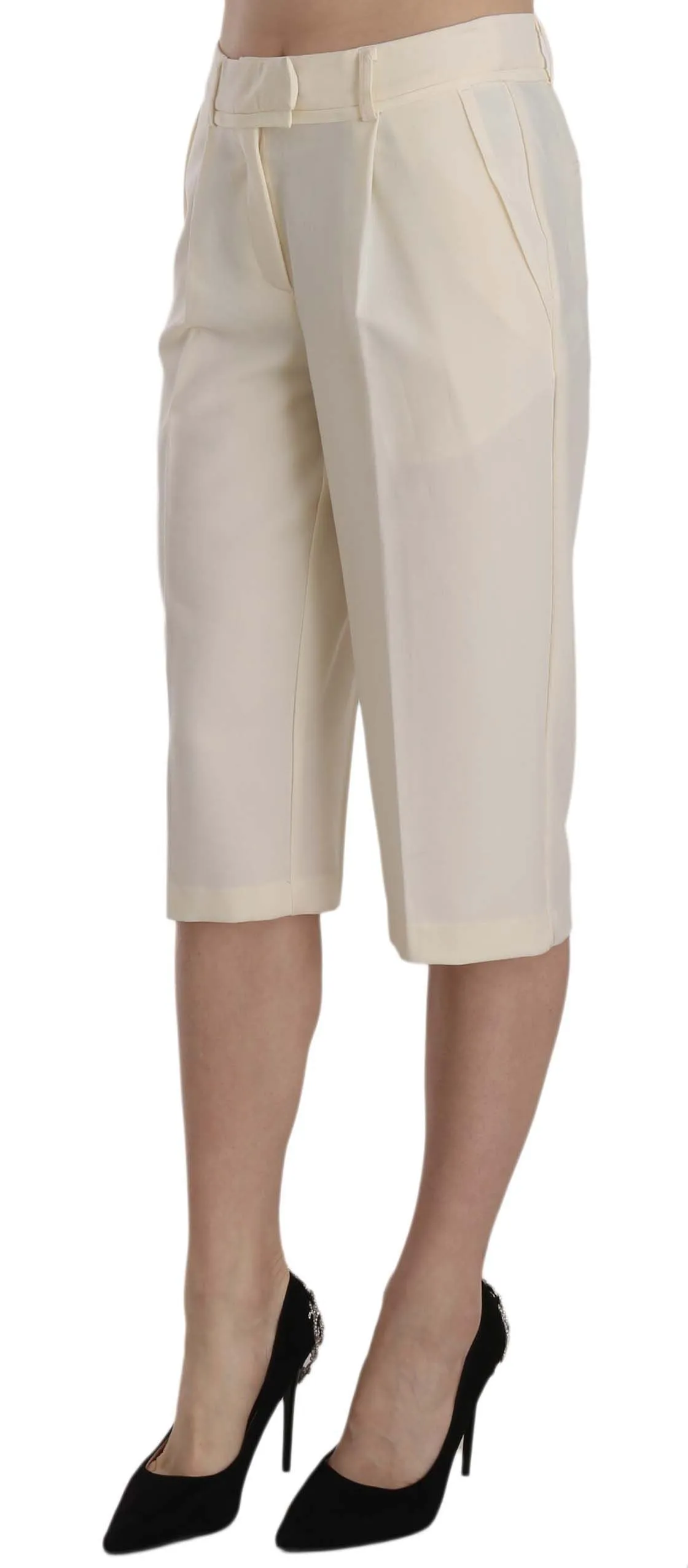 Silvian Heach Baumwoll-Hose mit mittlerer Taillenhöhe, gerade geschnitten, cropped für Damen