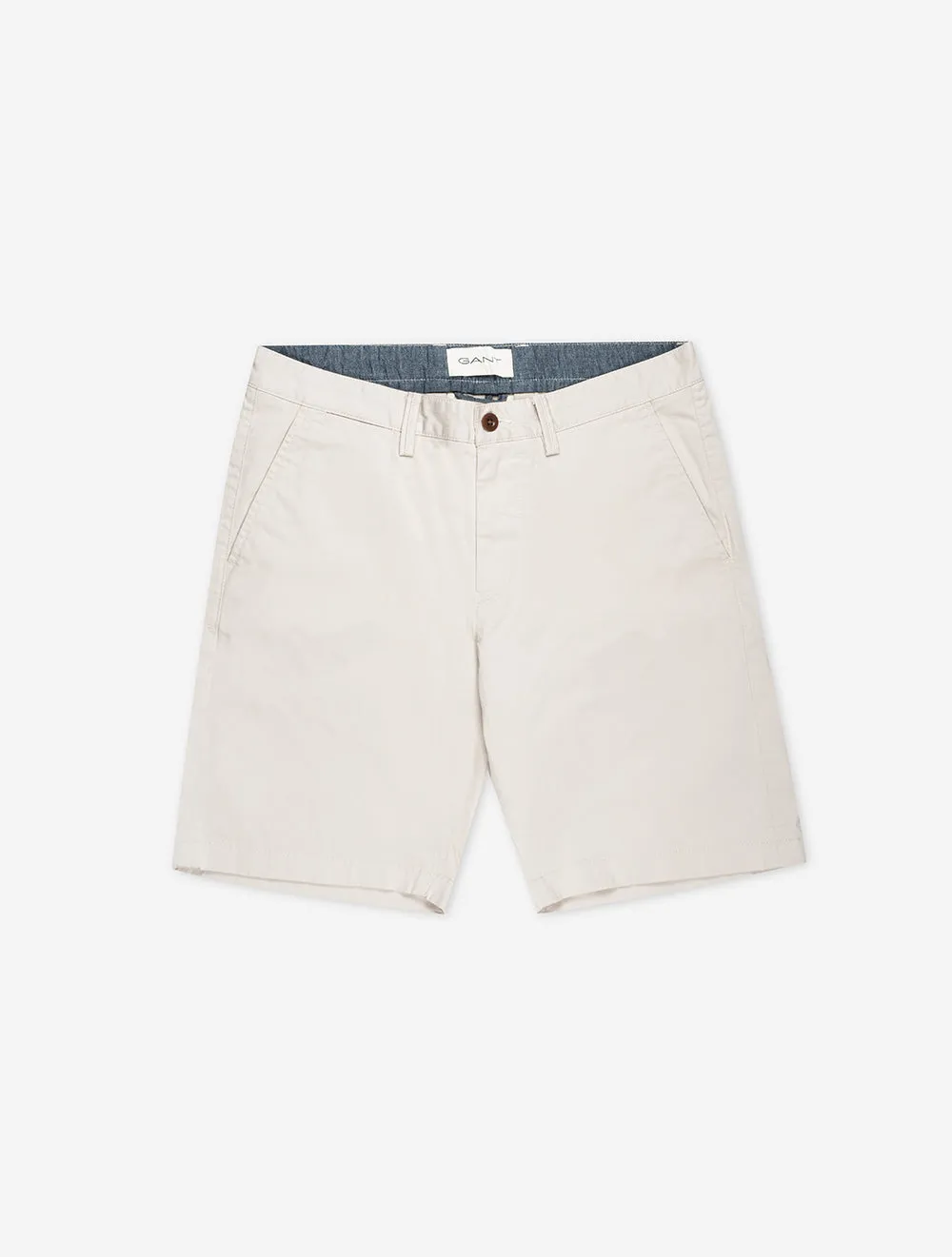 Schlanke Köper-Shorts in Beige