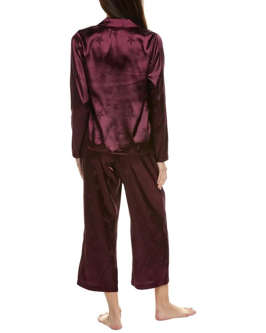 Prächtiges 2-teiliges Notch Satin Jacquard Pyjama-Set