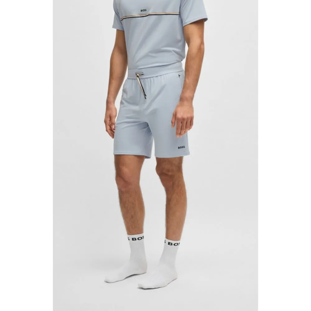 Stretch-Baumwoll-Pyjama-Shorts mit Logo-Print