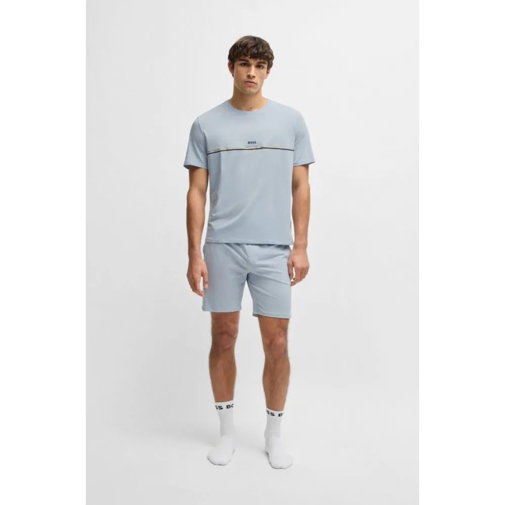 Stretch-Baumwoll-Pyjama-Shorts mit Logo-Print