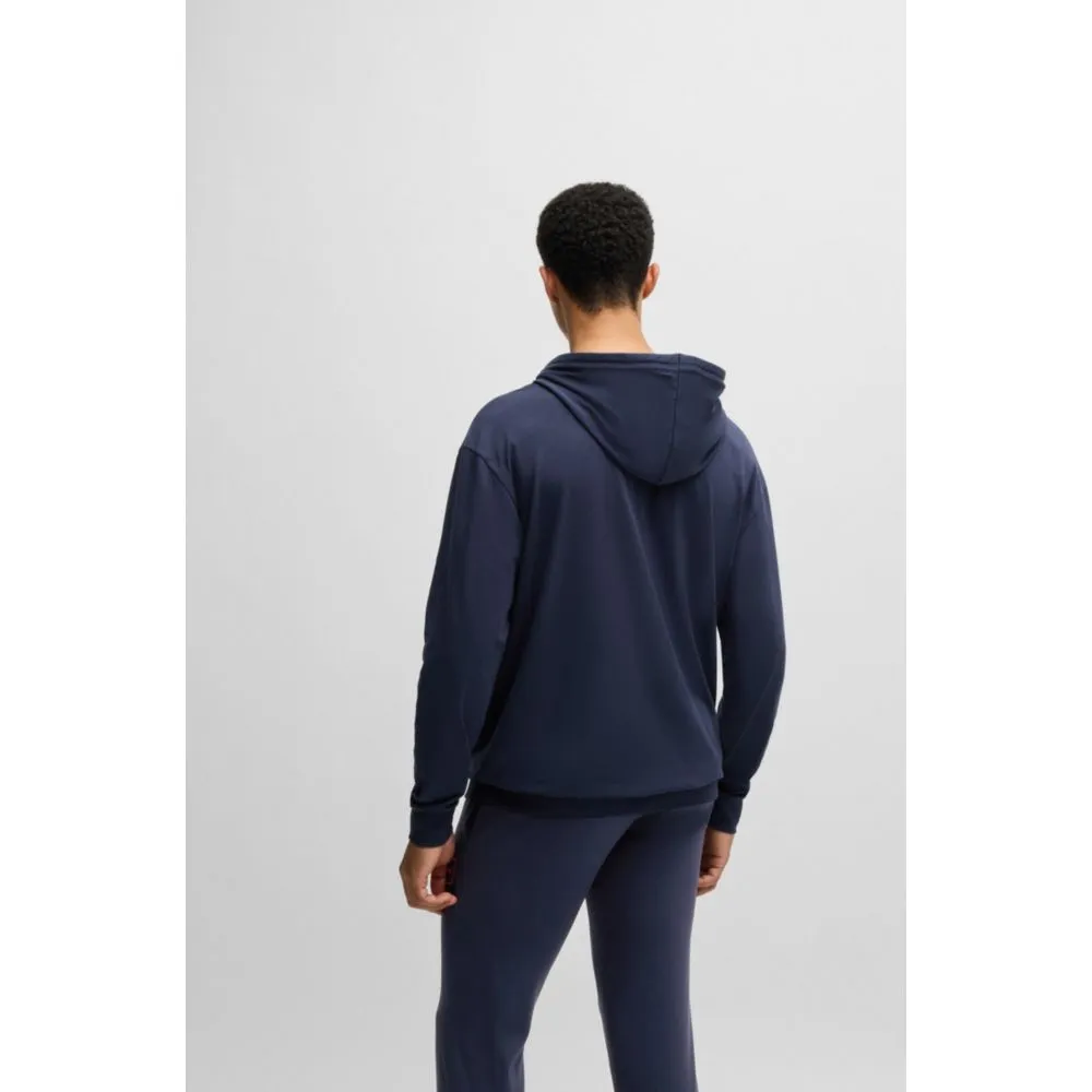 Stretch-Baumwolle lässige Kapuzenjacke mit Logo-Druck