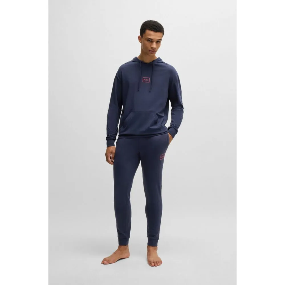 Stretch-Baumwolle lässige Kapuzenjacke mit Logo-Druck