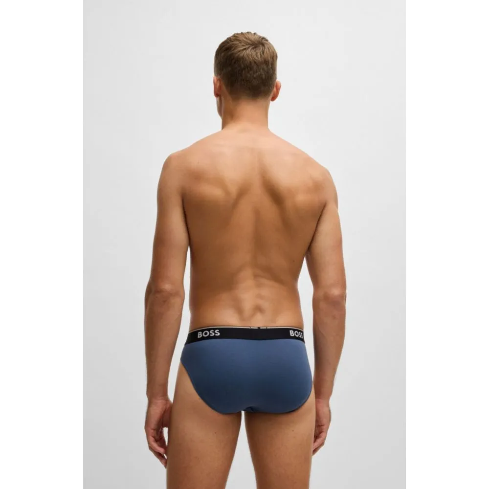 Dreierpack Stretch-Baumwollslips mit Logo-Bund