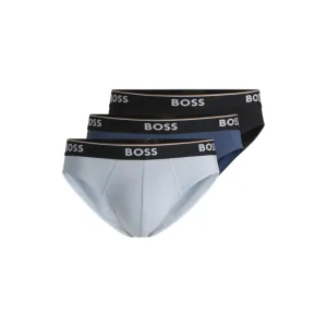 Dreierpack Stretch-Baumwollslips mit Logo-Bund