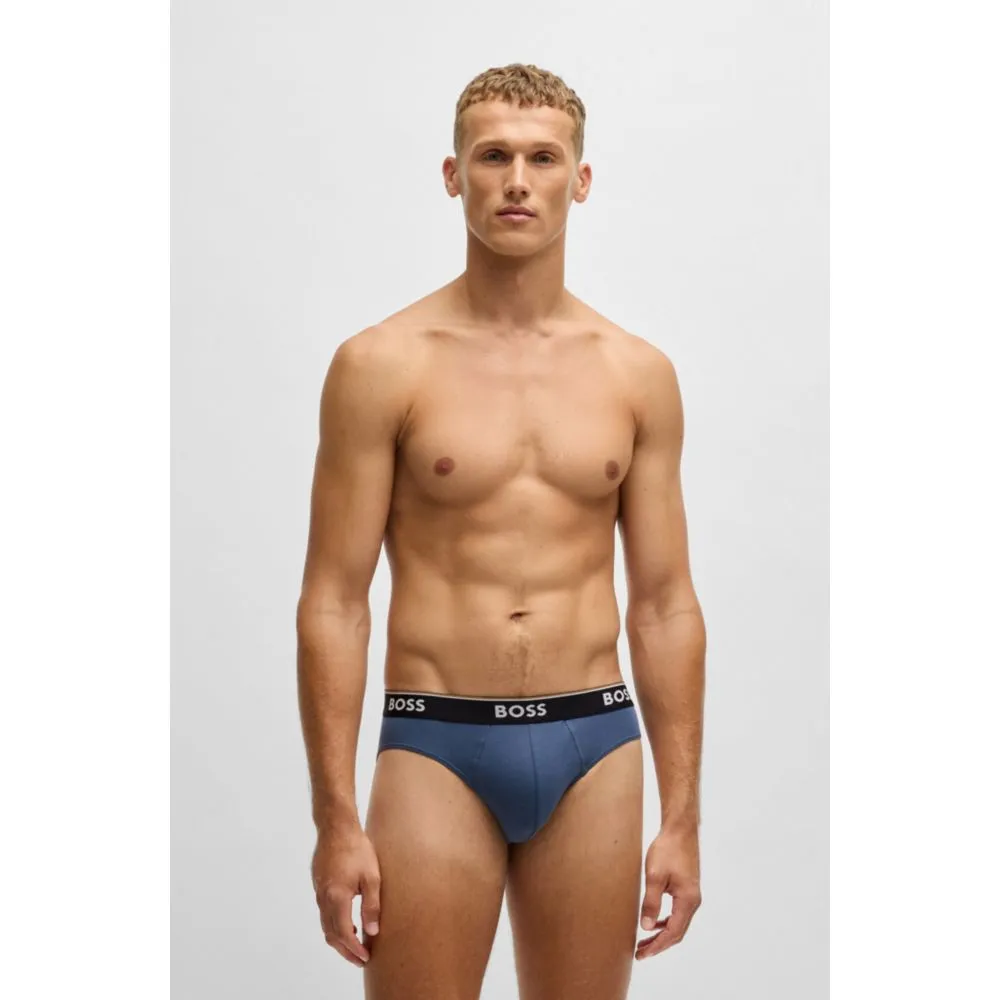 Dreierpack Stretch-Baumwollslips mit Logo-Bund