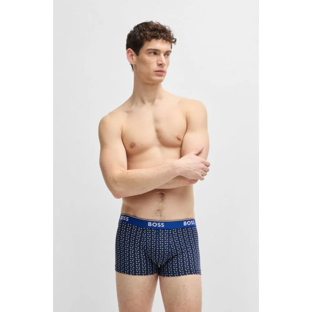 Dreierpack dehnbare Baumwoll-Slipboxershorts mit Logo-Bund