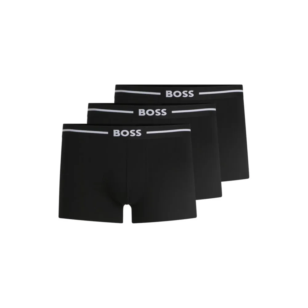 Dreierpack dehnbare Baumwoll-Boxershorts mit Logo-Bund
