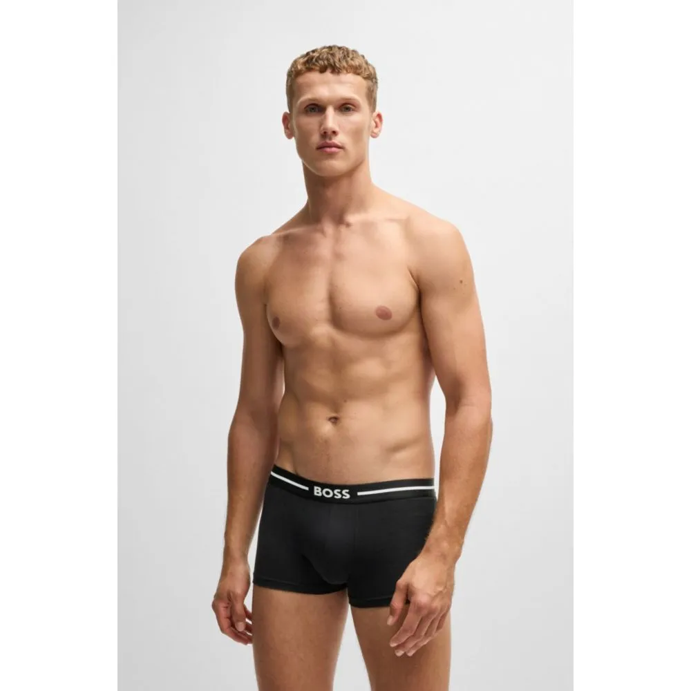Dreierpack dehnbare Baumwoll-Boxershorts mit Logo-Bund