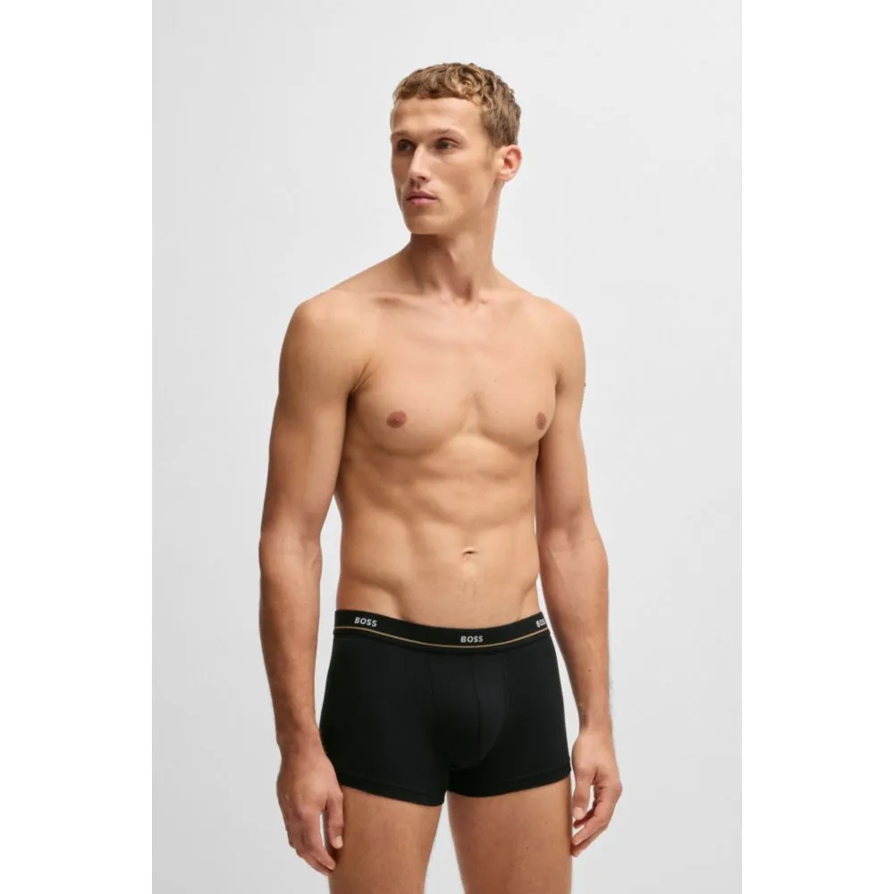 Dreierpack dehnbare Baumwoll-Slipboxershorts mit Logo-Bund