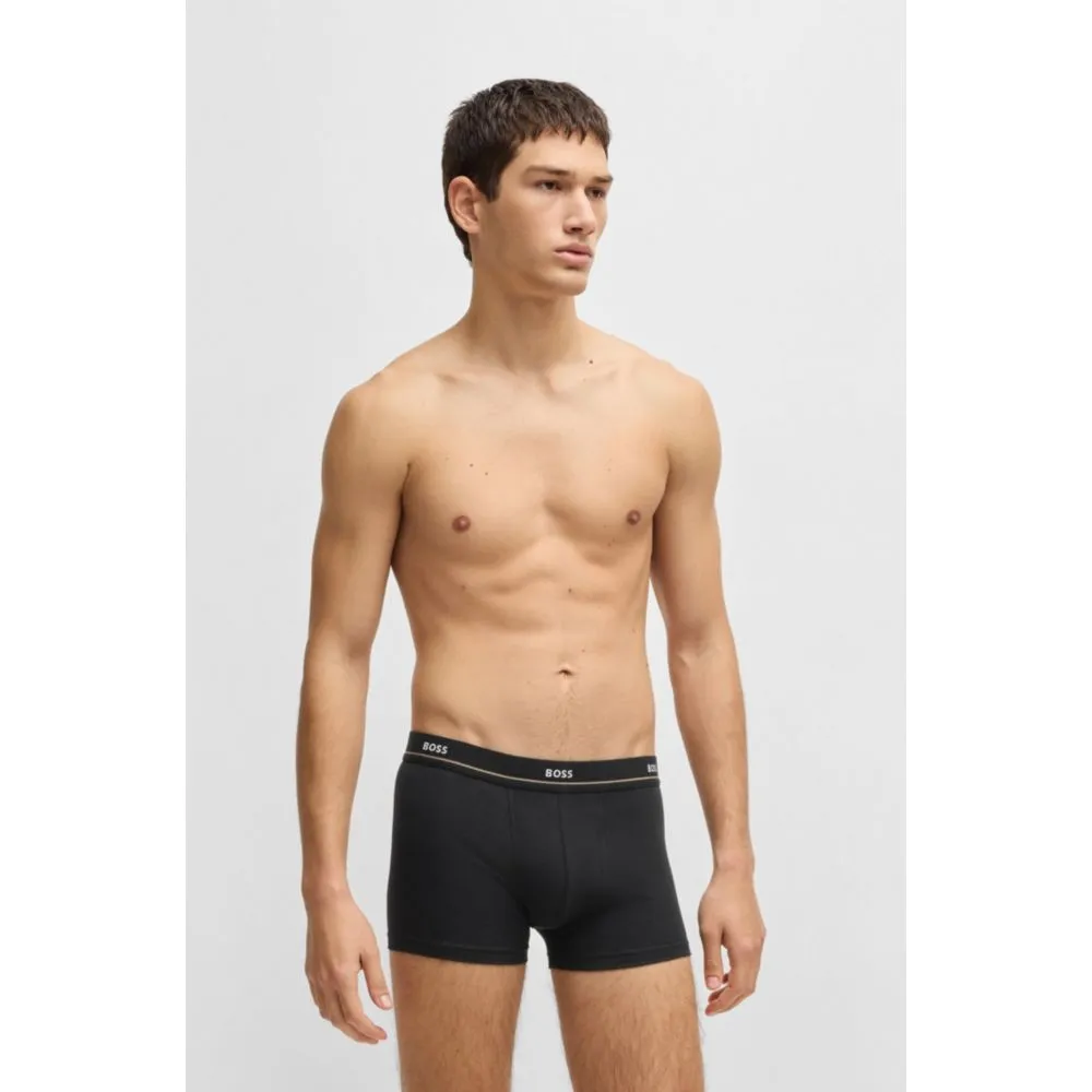 Dreierpack dehnbare Baumwoll-Slipboxershorts mit Logo-Bund