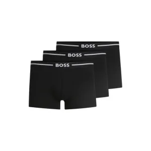 Dreierpack dehnbare Baumwoll-Boxershorts mit Logo-Bund