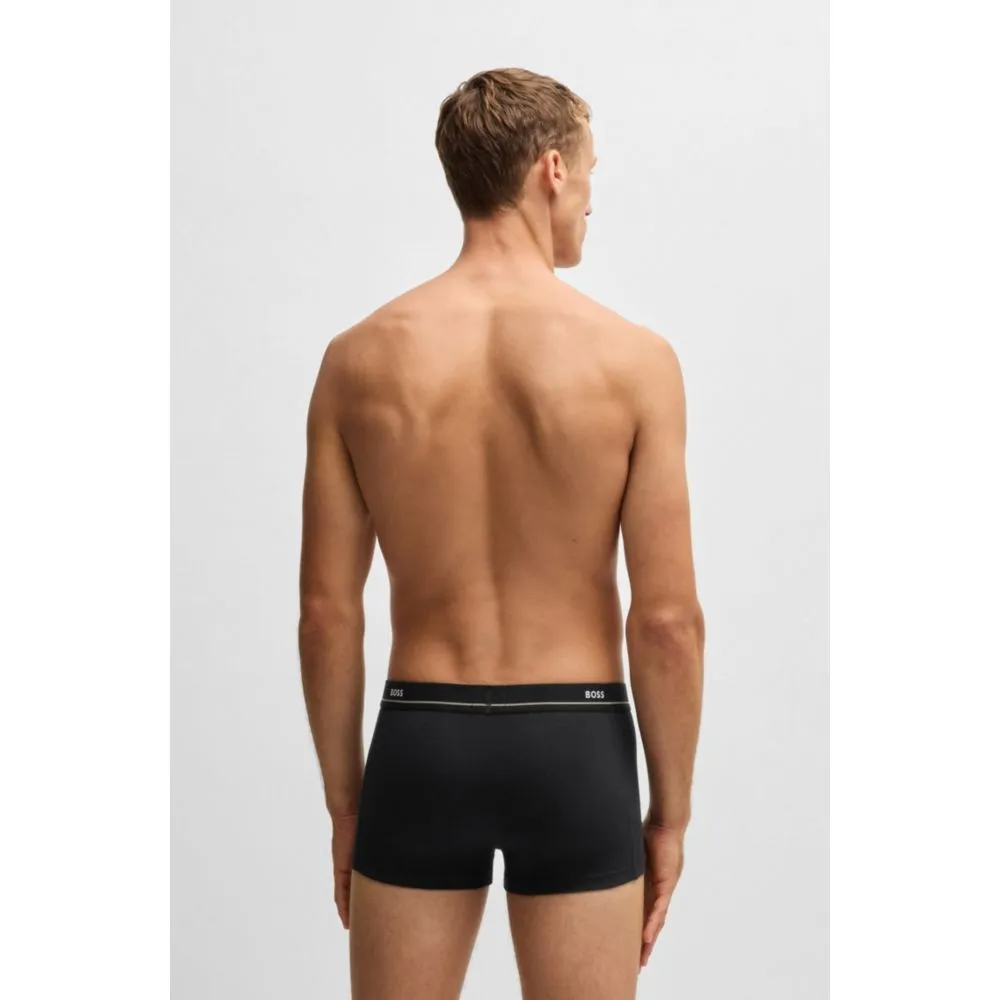 Dreierpack dehnbare Baumwoll-Slipboxershorts mit Logo-Bund